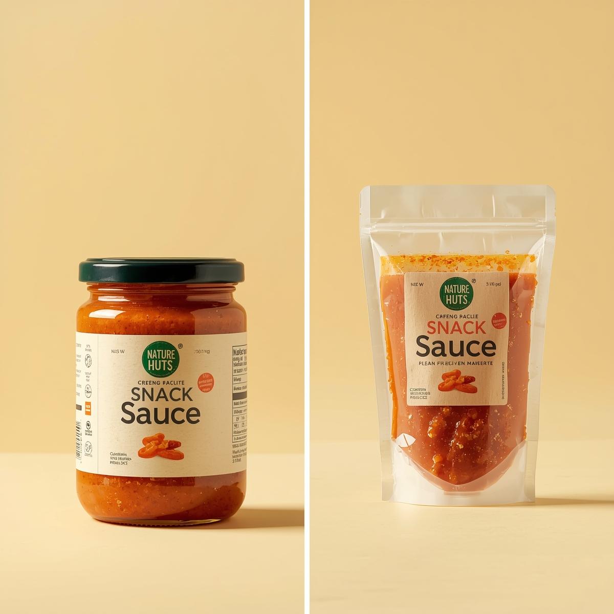 Versatile snacks sauce in convenient packaging, perfect for chips and finger foods, colorful label design for S.D. Food Products