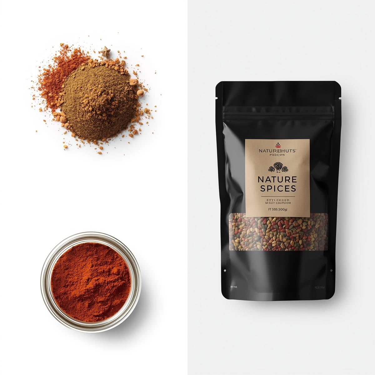 Assorted Indian spices collection in various packaging, vibrant colors and aromas, traditional and modern spice blends from S.D. Food Products