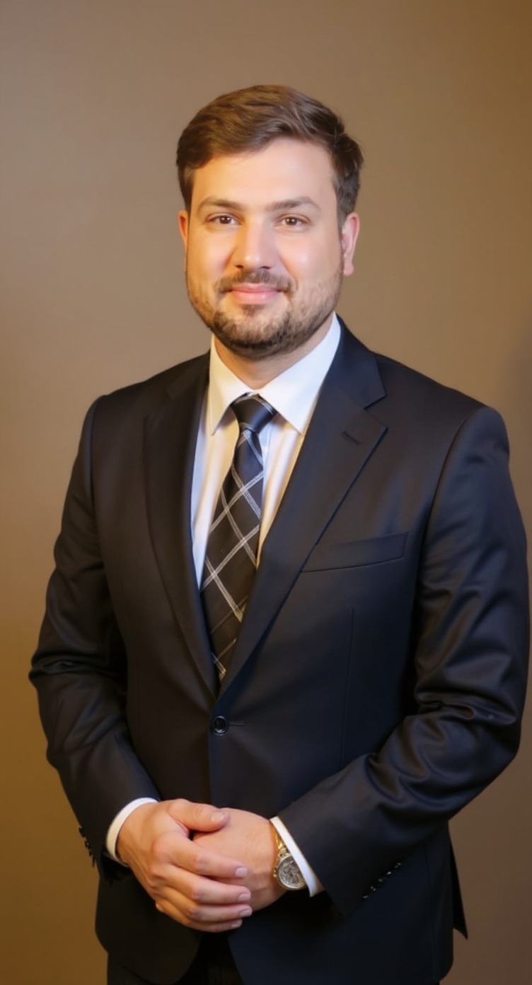 Professional portrait of S.D. Food Products company owner, Indian businessperson in formal attire with warm smile, standing in modern food manufacturing facility